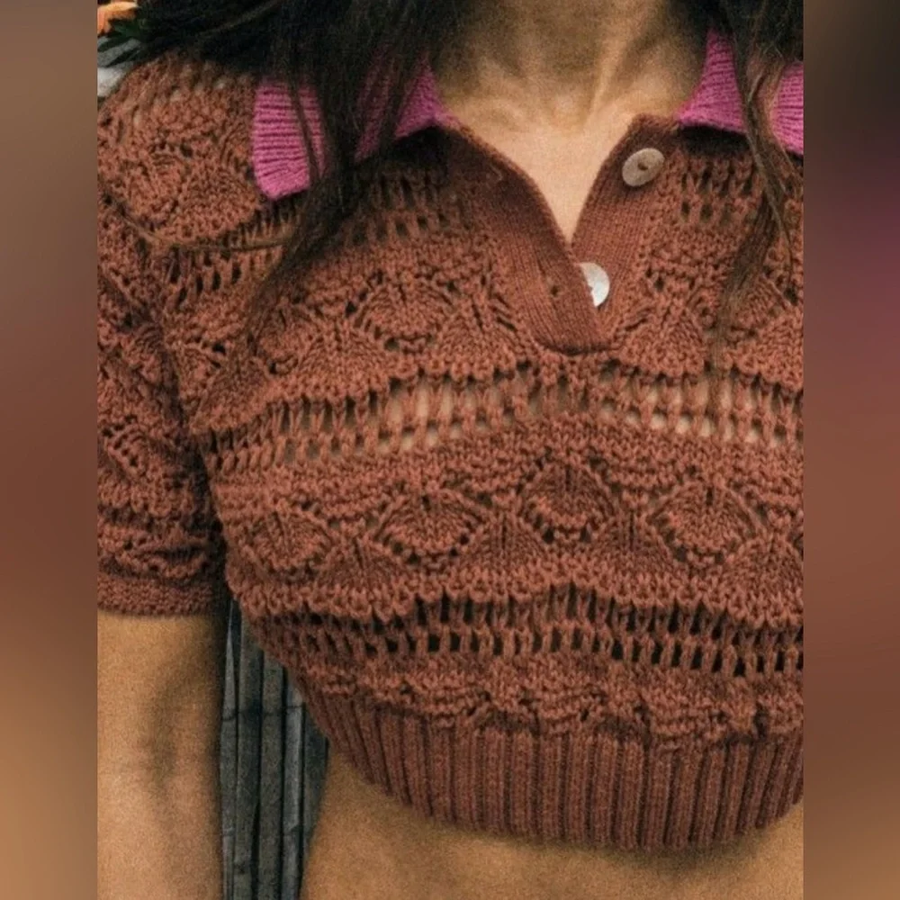 ZARA POINTELLE CROCHETED CROP TOP